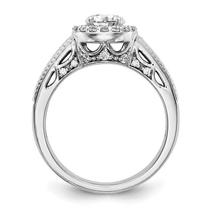 14K White Gold Halo Plus (Holds 3/4 carat (5.8mm) Round Center) 1/2 carat Diamond Semi-Mount Engagement Ring