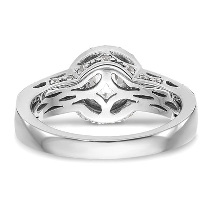 14K White Gold Halo Plus (Holds 3/4 carat (5.8mm) Round Center) 1/2 carat Diamond Semi-Mount Engagement Ring