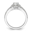 14K White Gold Halo Plus (Holds 1/2 carat (5.2mm) Round Center) 1/2 carat Diamond Semi-Mount Engagement Ring