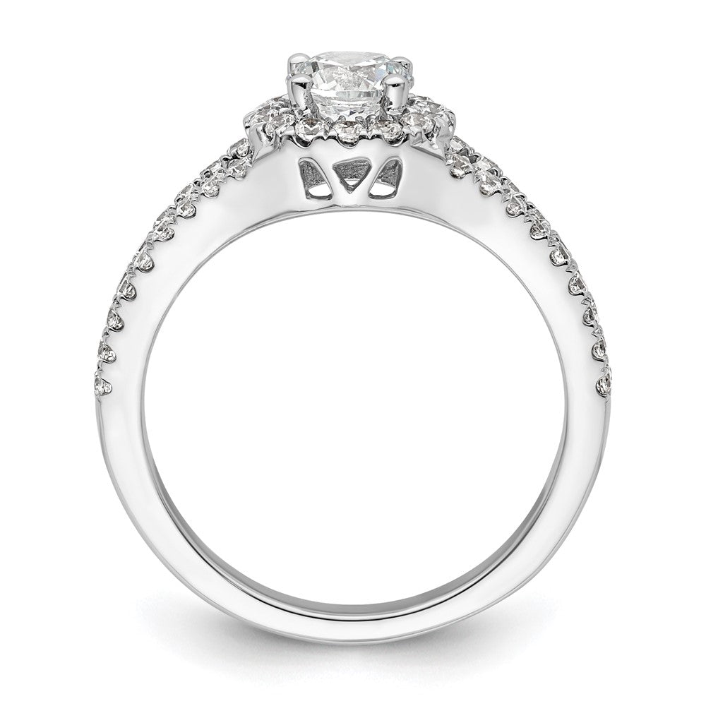 14K White Gold Halo Plus (Holds 1/2 carat (5.2mm) Round Center) 1/2 carat Diamond Semi-Mount Engagement Ring
