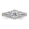 14K White Gold Halo Plus (Holds 1/2 carat (5.2mm) Round Center) 1/2 carat Diamond Semi-Mount Engagement Ring