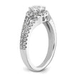 14K White Gold Halo Plus (Holds 1/2 carat (5.2mm) Round Center) 1/2 carat Diamond Semi-Mount Engagement Ring