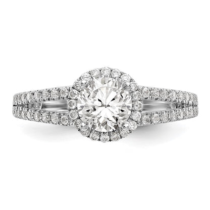 14k White Gold 1/3 carat Lab Grown Diamond VS/SI+ G+ 3/4 carat Center Round Semi Mount Engagement Ring