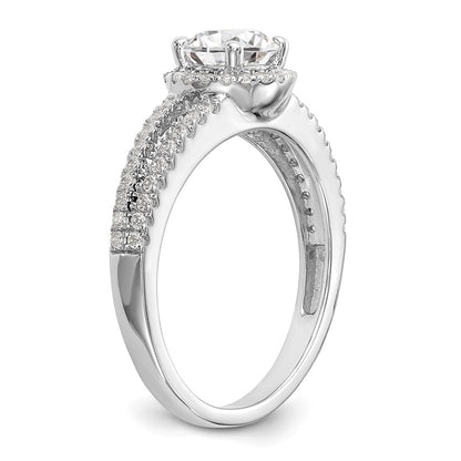 14k White Gold 1/3 carat Lab Grown Diamond VS/SI+ G+ 3/4 carat Center Round Semi Mount Engagement Ring