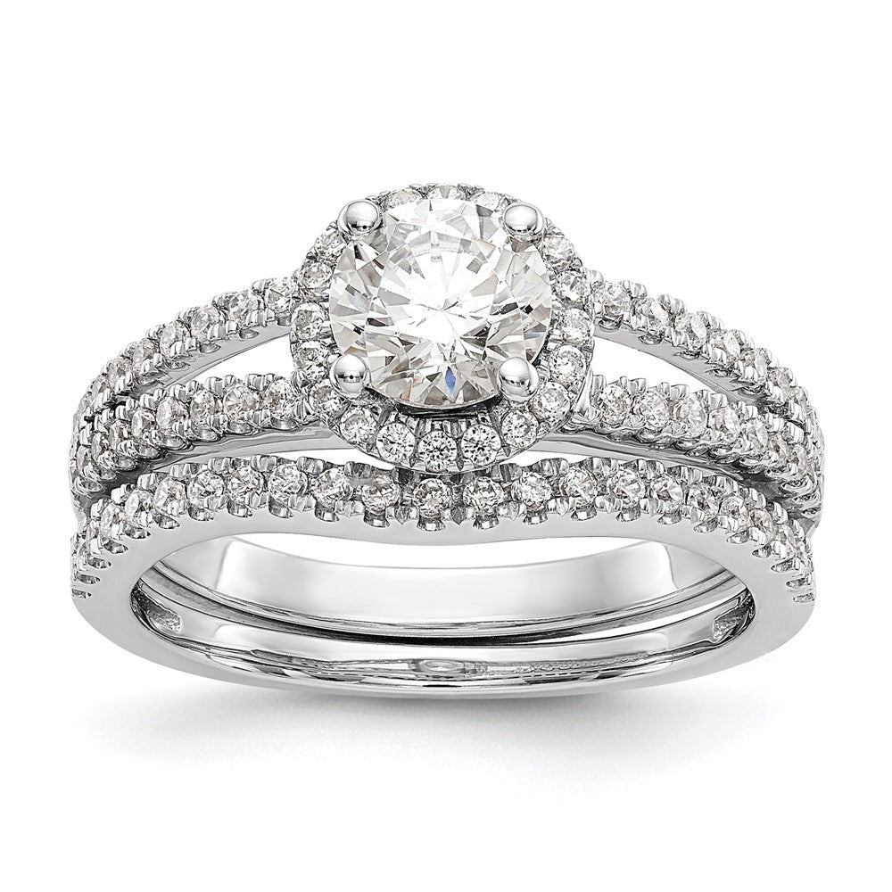 14k White Gold 1/3 carat Lab Grown Diamond VS/SI+ G+ 3/4 carat Center Round Semi Mount Engagement Ring