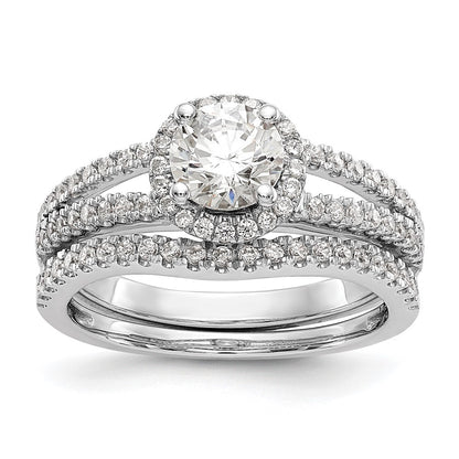 14k White Gold 1/3 carat Lab Grown Diamond VS/SI+ G+ 3/4 carat Center Round Semi Mount Engagement Ring