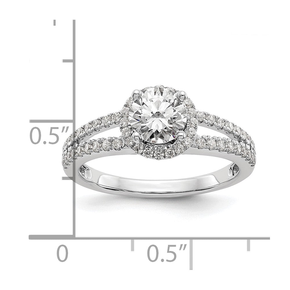 14k White Gold 1/3 carat Lab Grown Diamond VS/SI+ G+ 3/4 carat Center Round Semi Mount Engagement Ring