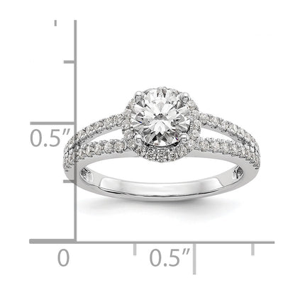 14k White Gold 1/3 carat Lab Grown Diamond VS/SI+ G+ 3/4 carat Center Round Semi Mount Engagement Ring