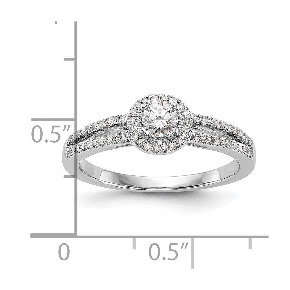 14K White Gold Halo Plus (Holds 1/4 carat (4.00mm) Round Center) 1/5 carat Diamond Semi-Mount Engagement Ring