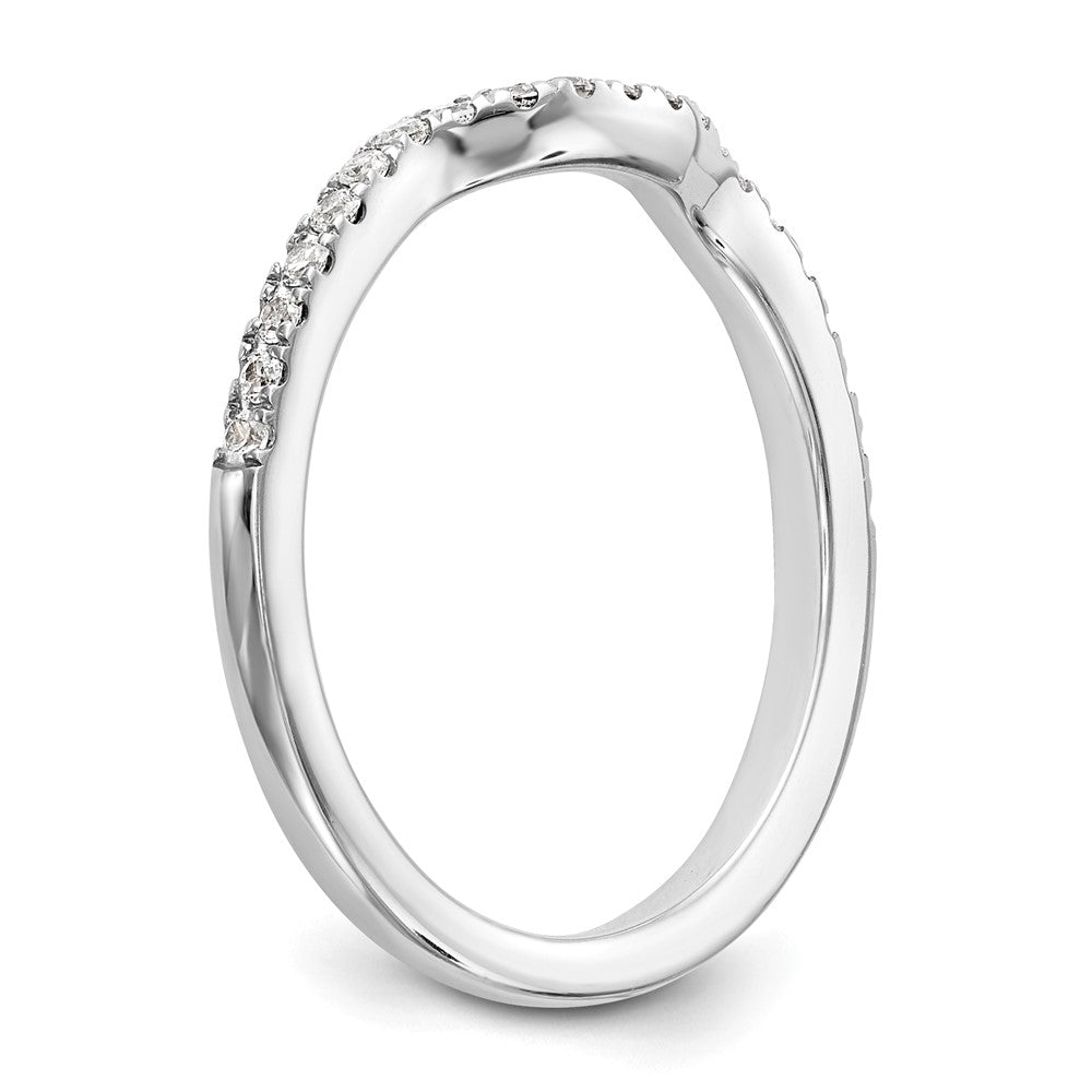 14k White Gold 1/4 carat Diamond Contoured Complete Wedding Band