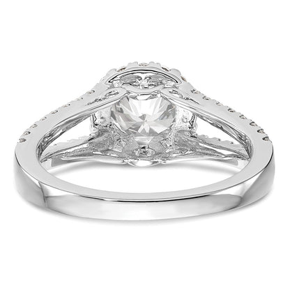 14K White Gold Halo Plus (Holds 1 carat (6.5mm) Round Center) 5/8 carat Diamond Semi-Mount Engagement Ring