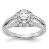 14K White Gold Halo Plus (Holds 1 carat (6.5mm) Round Center) 5/8 carat Diamond Semi-Mount Engagement Ring