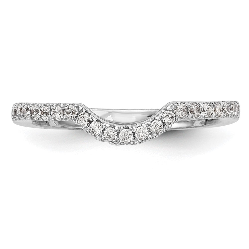 14k White Gold 1/4 carat Diamond Contoured Complete Wedding Band