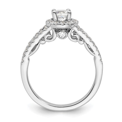 14k White Gold 1 carat Lab Grown Diamond VS/SI+ G+ Complete Round Halo Engagement Ring