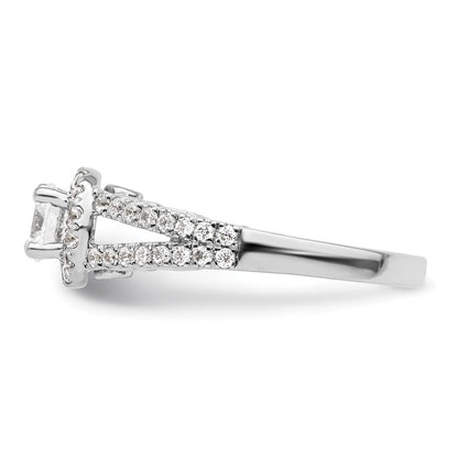 14k White Gold 1 carat Lab Grown Diamond VS/SI+ G+ Complete Round Halo Engagement Ring