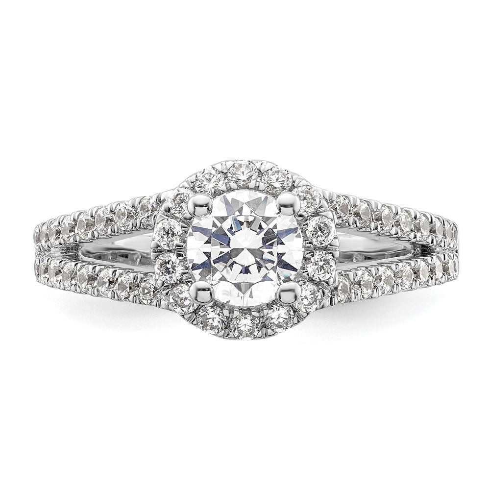 14K White Gold Halo Plus (Holds 3/4 carat (5.8mm) Round Center) 5/8 carat Diamond Semi-Mount Engagement Ring