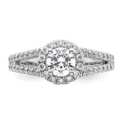 14K White Gold Halo Plus (Holds 3/4 carat (5.8mm) Round Center) 5/8 carat Diamond Semi-Mount Engagement Ring