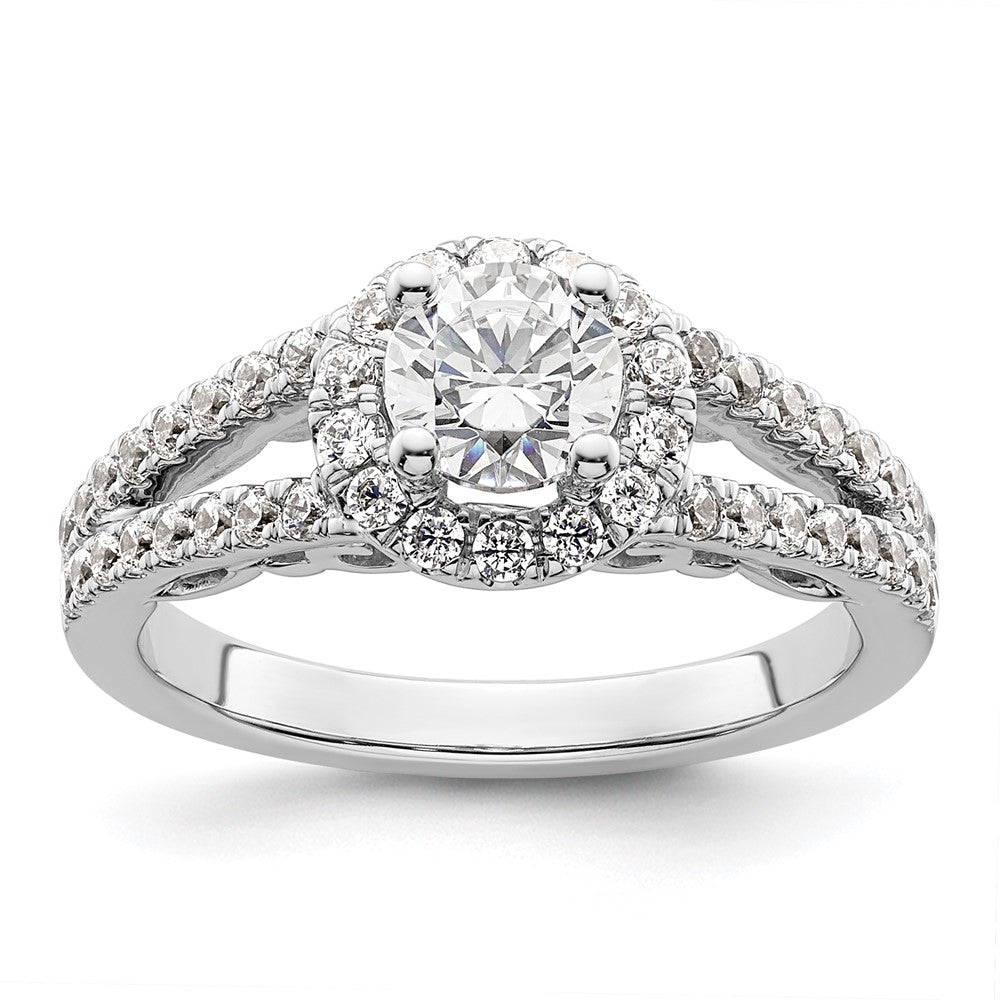 14K White Gold Halo Plus (Holds 3/4 carat (5.8mm) Round Center) 5/8 carat Diamond Semi-Mount Engagement Ring
