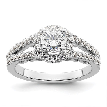 14K White Gold Halo Plus (Holds 3/4 carat (5.8mm) Round Center) 5/8 carat Diamond Semi-Mount Engagement Ring
