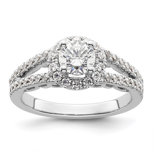14K White Gold Halo Plus (Holds 3/4 carat (5.8mm) Round Center) 5/8 carat Diamond Semi-Mount Engagement Ring