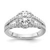14K White Gold Halo Plus (Holds 1 carat (6.5mm) Round Center) 5/8 carat Diamond Semi-Mount Engagement Ring
