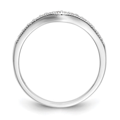 14k White Gold 1/6 carat Diamond Contoured Complete Wedding Band