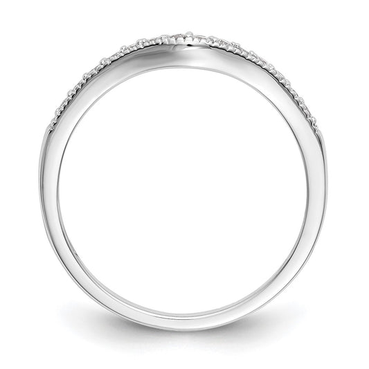 14k White Gold 1/6 carat Diamond Contoured Complete Wedding Band