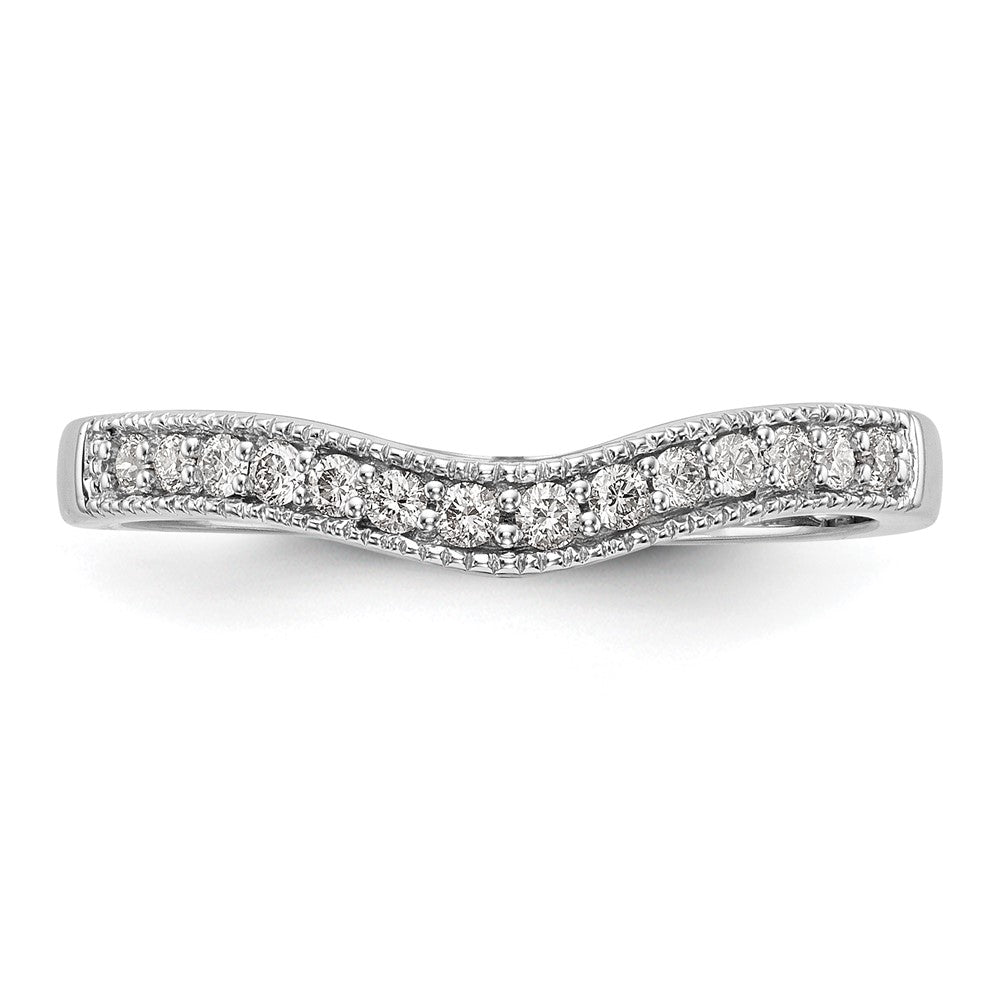 14k White Gold 1/6 carat Diamond Contoured Complete Wedding Band