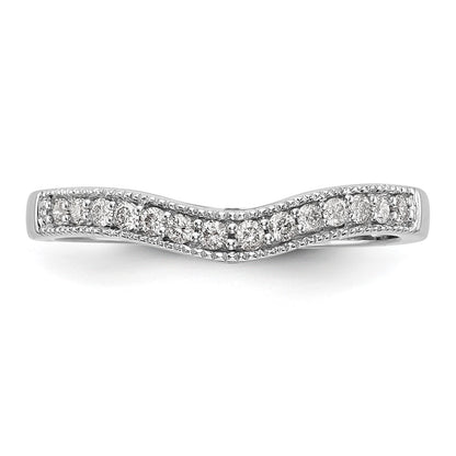 14k White Gold 1/6 carat Diamond Contoured Complete Wedding Band