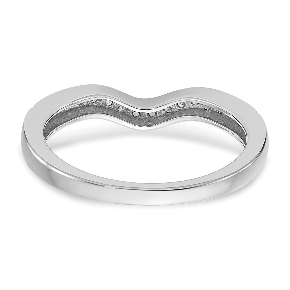 14k White Gold 1/6 carat Diamond Contoured Complete Wedding Band