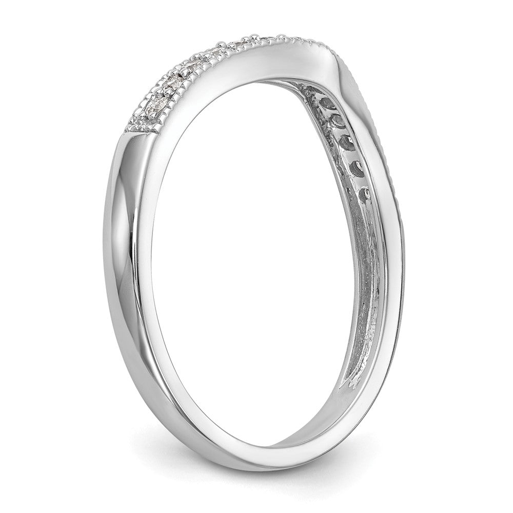 14k White Gold 1/6 carat Diamond Contoured Complete Wedding Band
