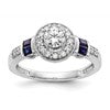 14k White Gold 1/2 carat Lab Grown Diamond VS/SI+ G+ and Created Sapphire Complete Round Halo Engagement Ring