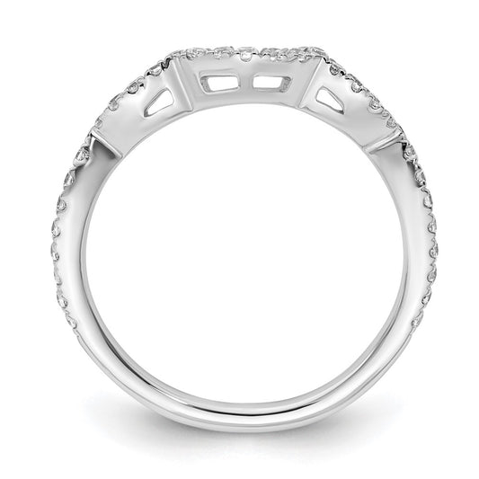 14k White Gold 1/3 carat Diamond Contoured Complete Wedding Band