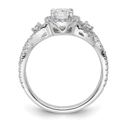 14K White Gold Halo Plus (Holds 1/2 carat (5.2mm) Round Center) 5/8 carat Diamond Semi-Mount Engagement Ring