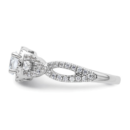 14K White Gold Halo Plus (Holds 1/2 carat (5.2mm) Round Center) 5/8 carat Diamond Semi-Mount Engagement Ring