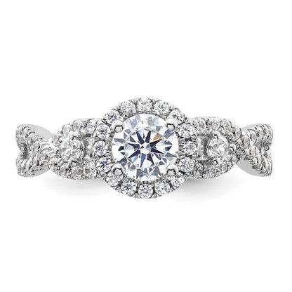 14K White Gold Halo Plus (Holds 1/2 carat (5.2mm) Round Center) 5/8 carat Diamond Semi-Mount Engagement Ring
