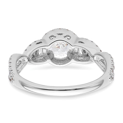 14K White Gold Halo Plus (Holds 1/2 carat (5.2mm) Round Center) 5/8 carat Diamond Semi-Mount Engagement Ring