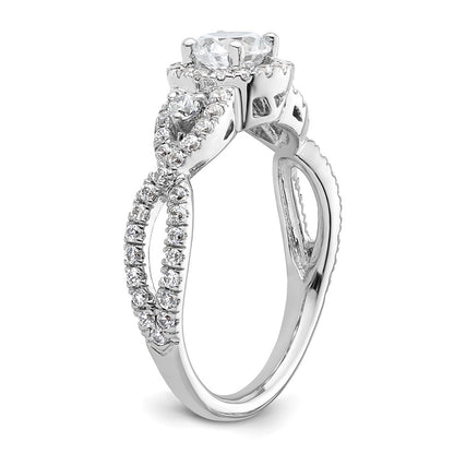 14K White Gold Halo Plus (Holds 1/2 carat (5.2mm) Round Center) 5/8 carat Diamond Semi-Mount Engagement Ring