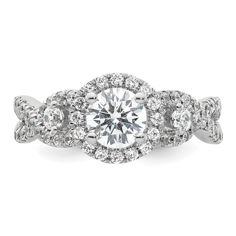 14K White Gold Halo Plus (Holds 3/4 carat (5.8mm) Round Center) 3/4 carat Diamond Semi-Mount Engagement Ring