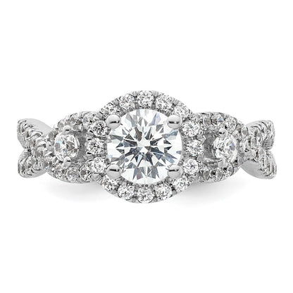 14K White Gold Halo Plus (Holds 3/4 carat (5.8mm) Round Center) 3/4 carat Diamond Semi-Mount Engagement Ring