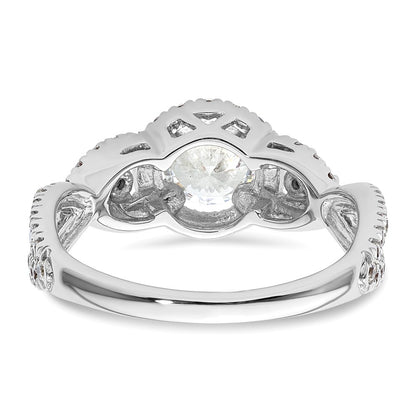 14k White Gold 3/4 carat Lab Grown Diamond VS/SI+ G+ 3/4 carat Center Round Semi Mount Engagement Ring