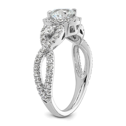 14k White Gold 3/4 carat Lab Grown Diamond VS/SI+ G+ 3/4 carat Center Round Semi Mount Engagement Ring