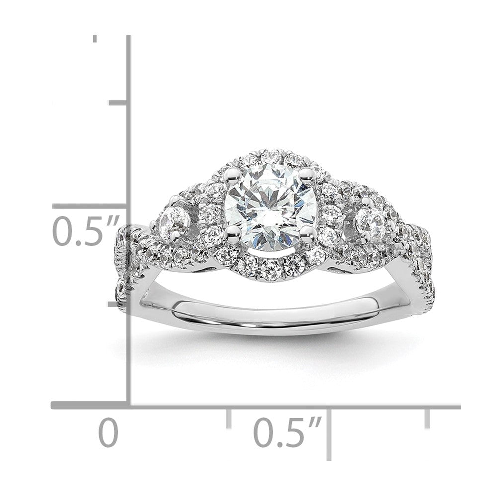 14K White Gold Halo Plus (Holds 3/4 carat (5.8mm) Round Center) 3/4 carat Diamond Semi-Mount Engagement Ring