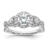 14k White Gold 3/4 carat Lab Grown Diamond VS/SI+ G+ 3/4 carat Center Round Semi Mount Engagement Ring