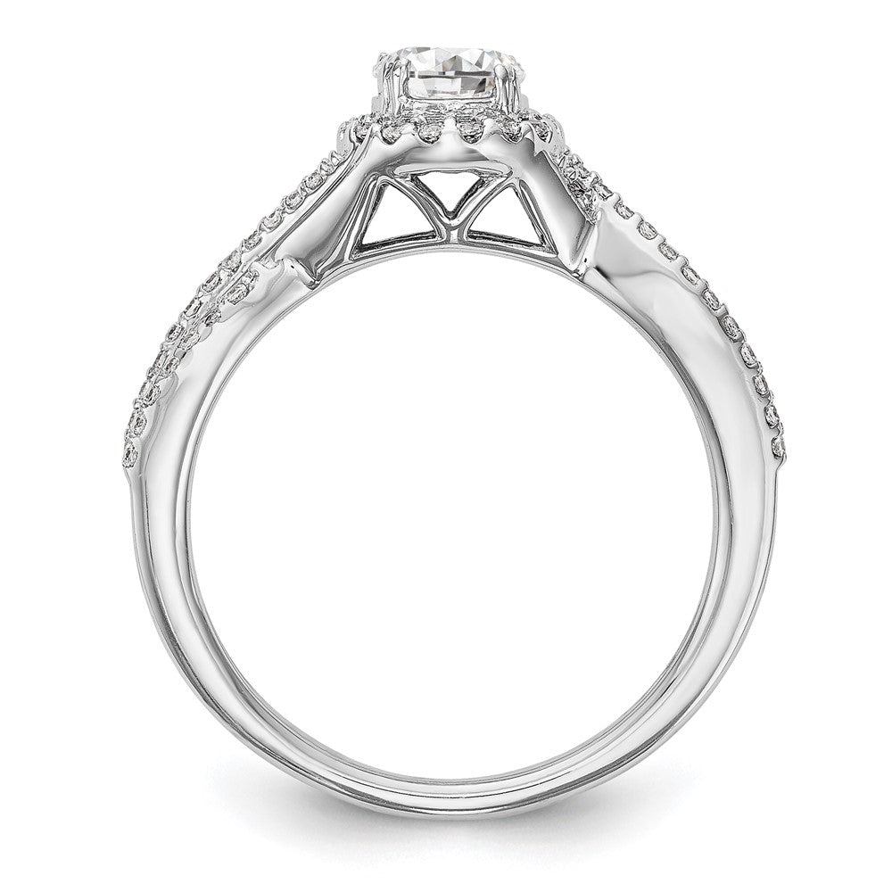 14K White Gold Lab Grown VS/SI+ G+ Dia Complete Halo Engagement Ring
