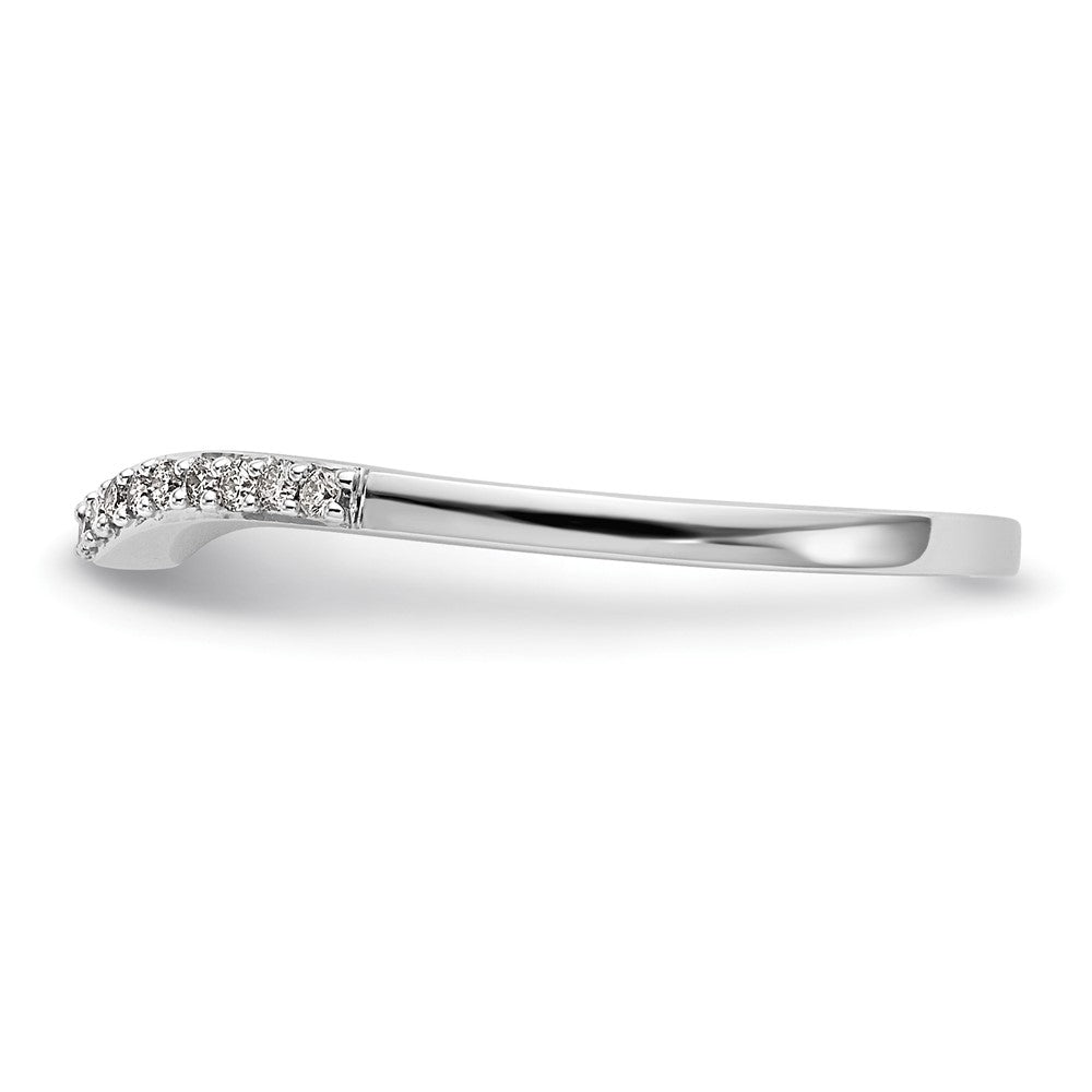 14k White Gold 1/10 carat Diamond Contoured Complete Wedding Band