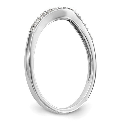 14k White Gold 1/10 carat Diamond Contoured Complete Wedding Band