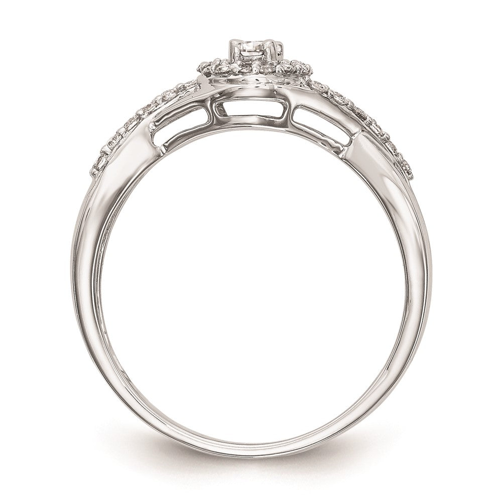 10K White Gold Halo (Holds 1/10 carat (2.8mm) Round Center) 1/5 carat Diamond Semi-Mount Engagement Ring