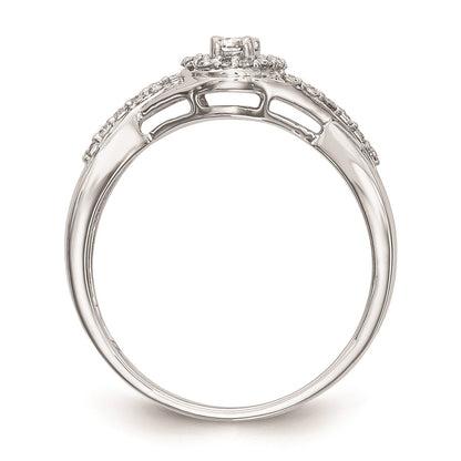 10K White Gold Halo (Holds 1/10 carat (2.8mm) Round Center) 1/5 carat Diamond Semi-Mount Engagement Ring