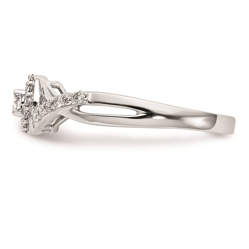 10K White Gold Halo (Holds 1/10 carat (2.8mm) Round Center) 1/5 carat Diamond Semi-Mount Engagement Ring